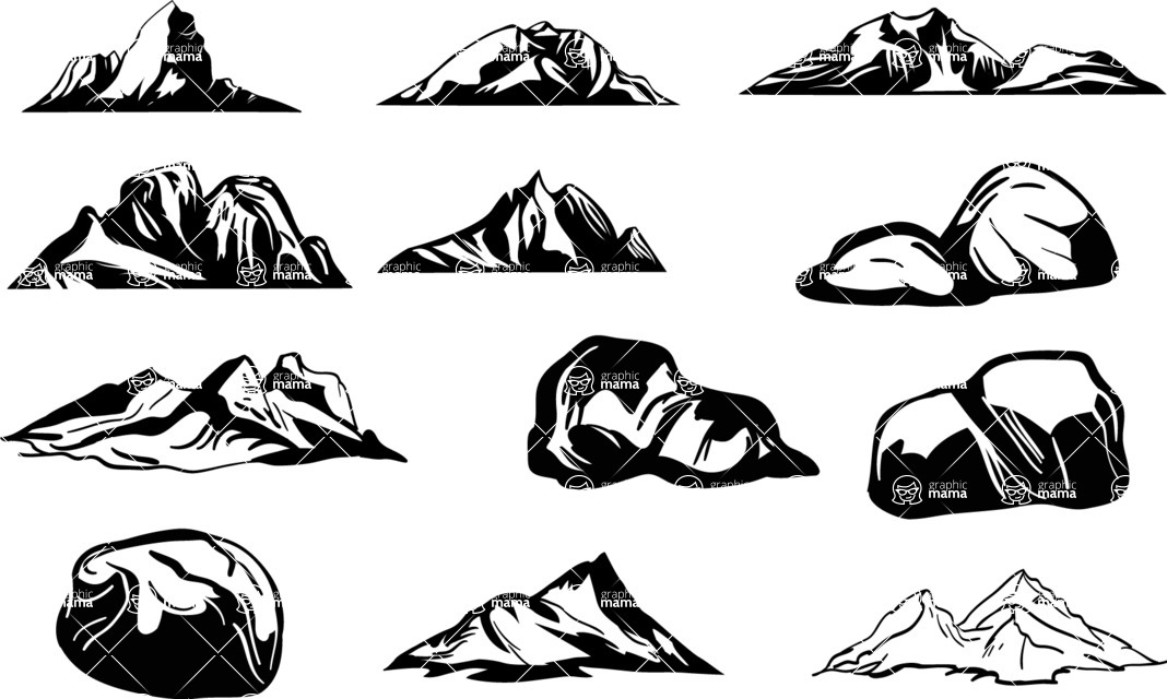 Vector silhouettes - Vector Rocks and Mountains Silhouette Set